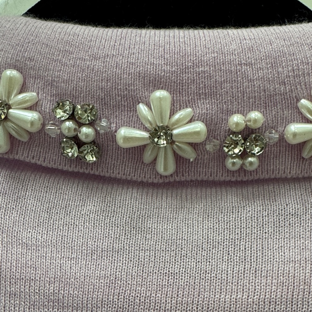 Zara Light Purple Sweater with Pearl Diamond Flower Collar - Picture 8 of 8